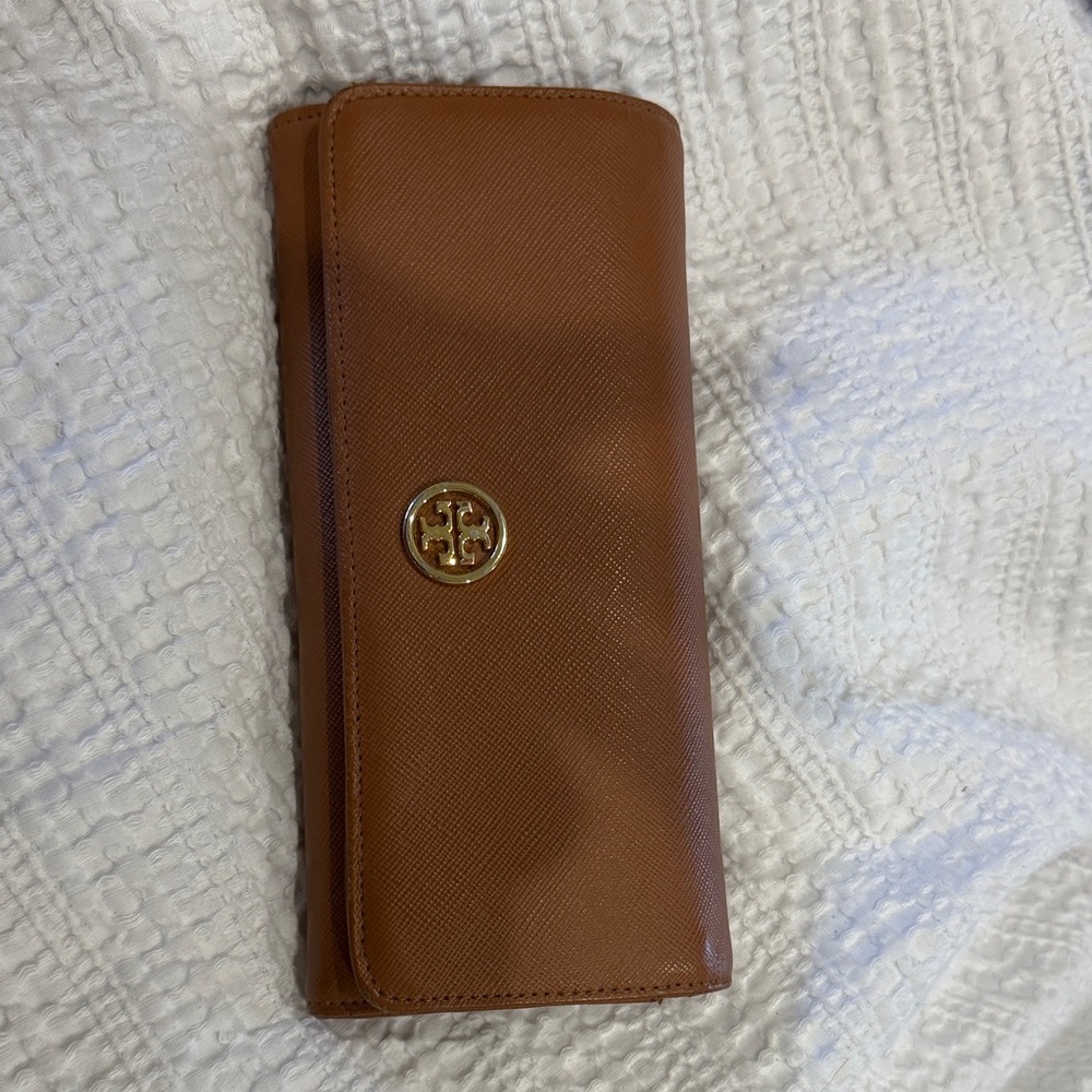 Tory Burch Brown Leather Logo Continental Wallet